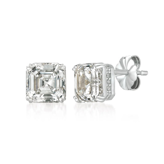 Royal Asscher Cut Stud Earrings in Platinum - 9011210E00CZ