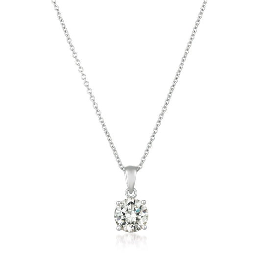 Princess Cut Solitaire Bezel Set Small Pendant Necklace in Platinum - 902544N16CZ