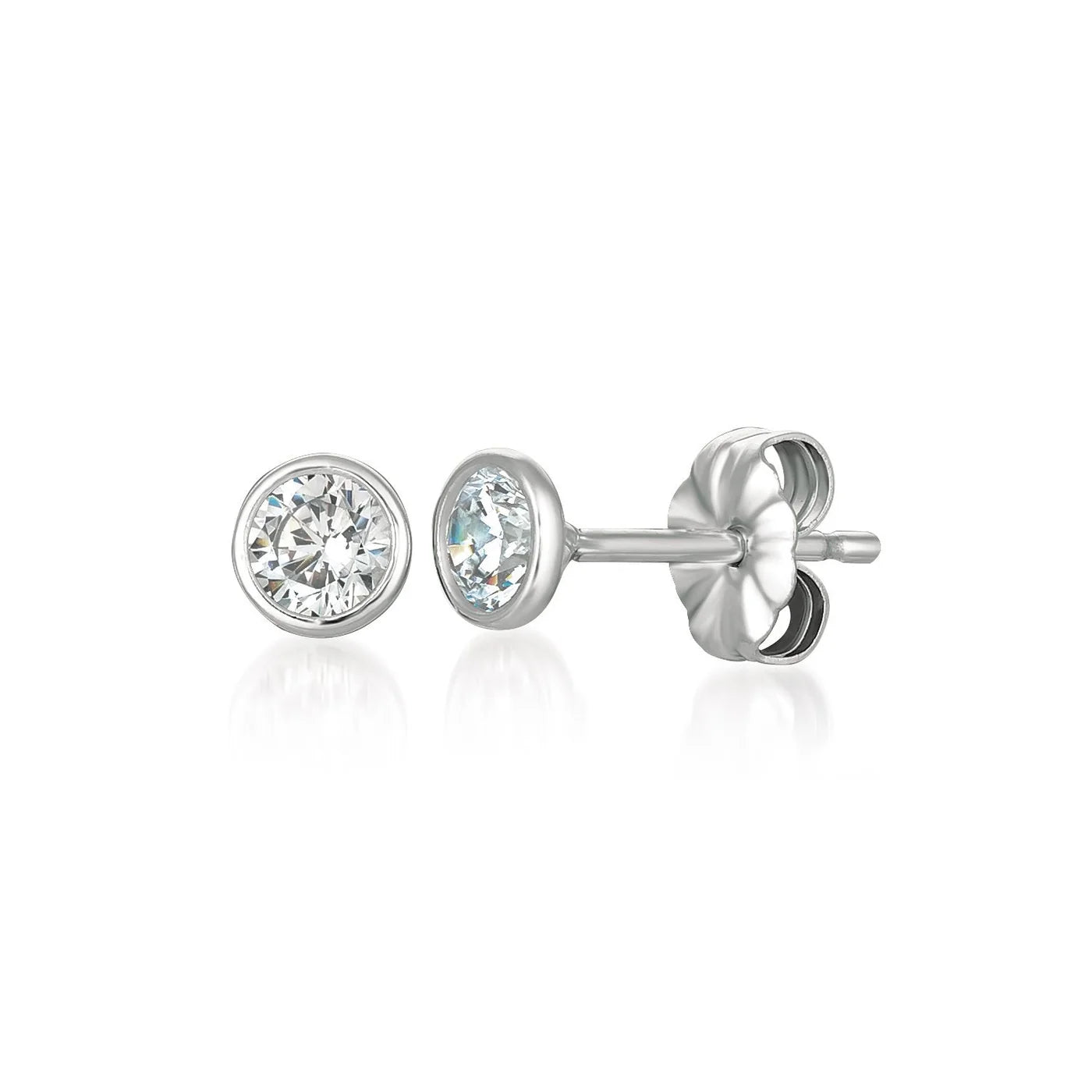 1ct Bezel Earrings Finished in Platinum - 902223E00CZ