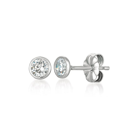 1ct Bezel Earrings Finished in Platinum - 902223E00CZ