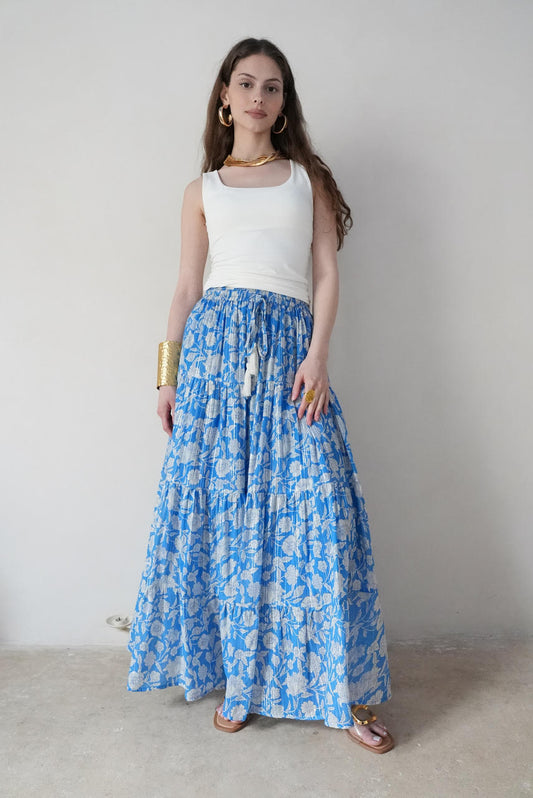 Nami Blue Foil Print Skirt