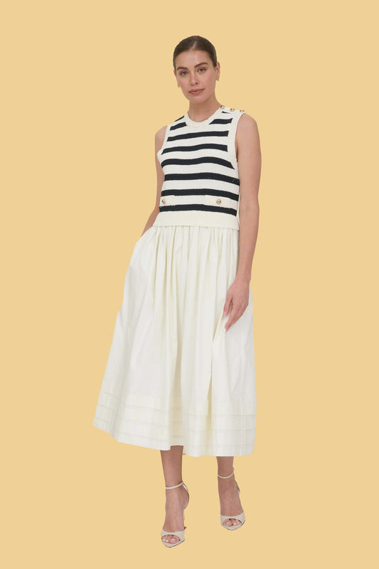 Twofer Stripe Sleeveless Knit Top Dress