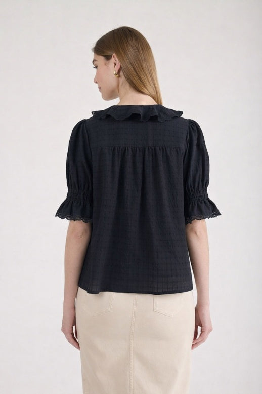Black Bubble Sleeve Top