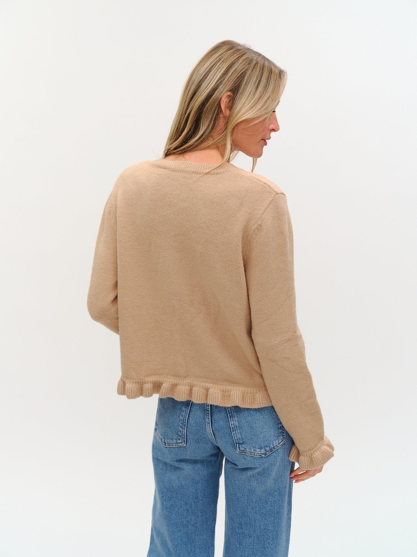 Chelsea Ruffle Eggshell Sweater