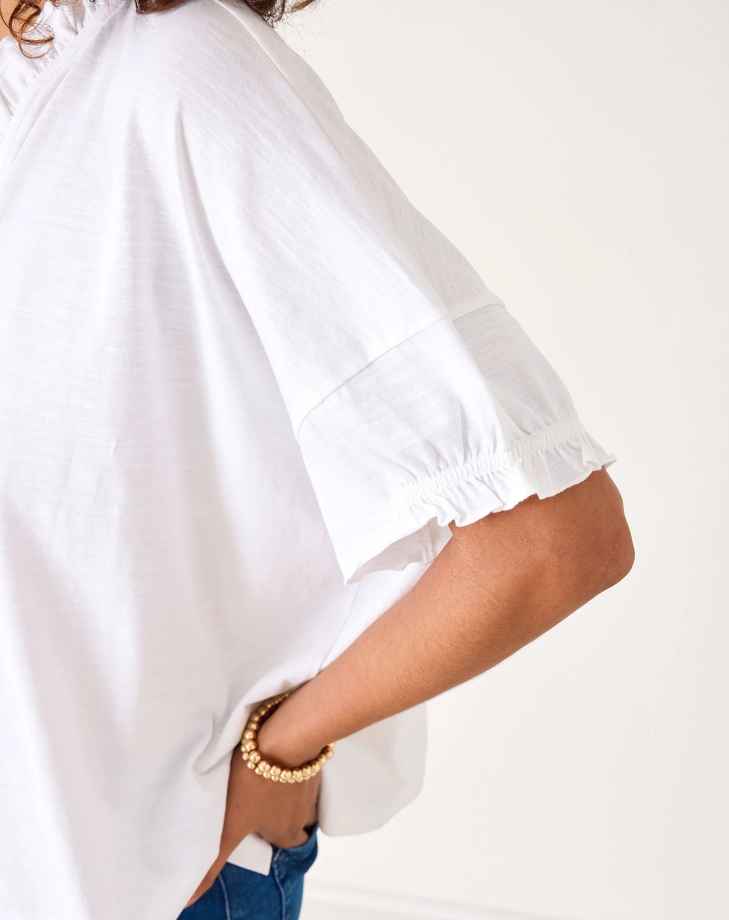 White Amelia Ruffle Tee