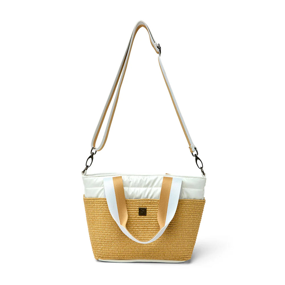 Highline Raffia White Patent Bag