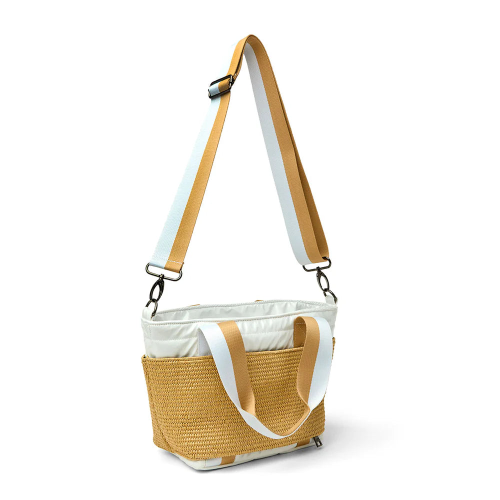 Highline Raffia White Patent Bag