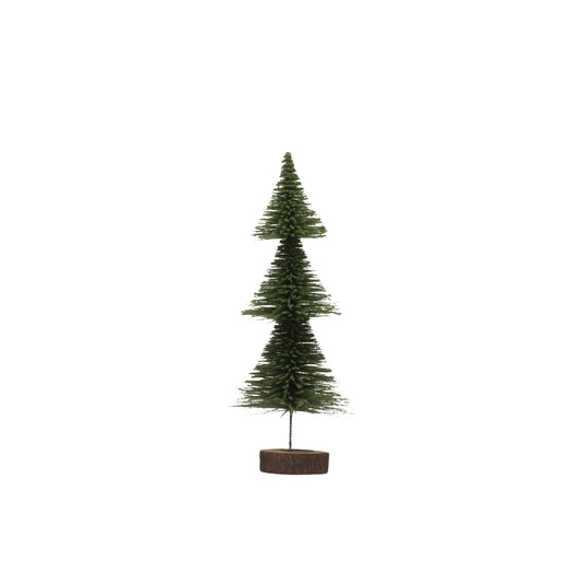 Green Bottle Brush Tree Wood Base