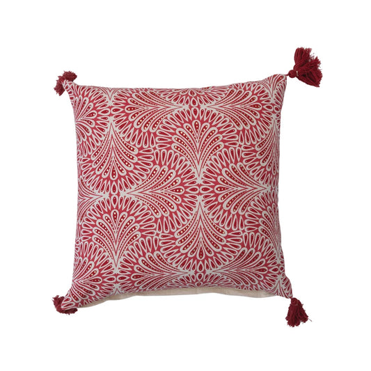 Red Pattern Tassels Pillow