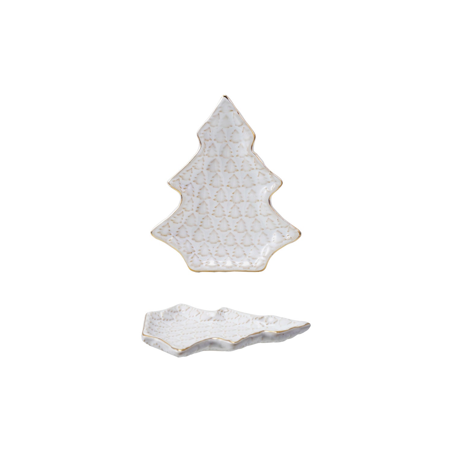 Stoneware Tree Shaped Plate with Trees (Each Will Vary)