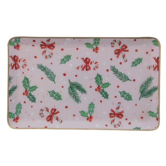 Holiday Pattern Enamel Tray