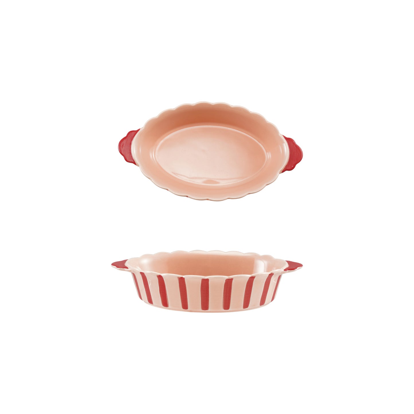 Red Stripe Scalloped Baker