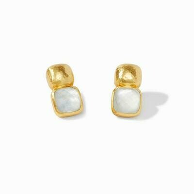 Catalina Gold Iridescent Clear Earrings