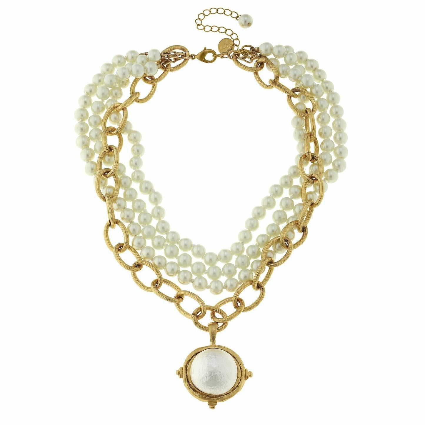 Cotton Pearl Pendant Gold Necklace
