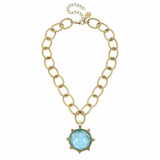 Venetian Glass Fleur De Lis Chain necklace