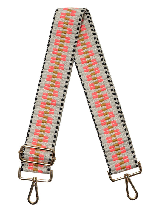 Pink Khaki Embroidered Strap