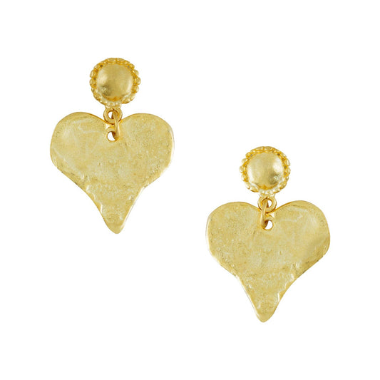 Gold Beaded Heart Earrings