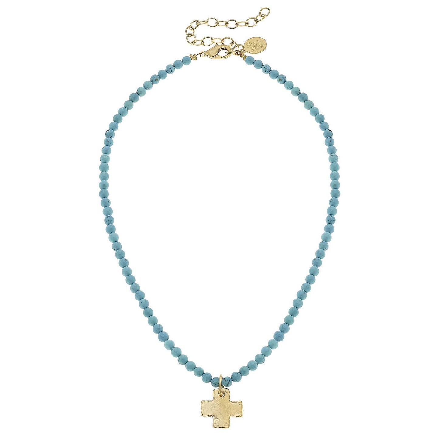 Turquoise Gold Cross Necklace