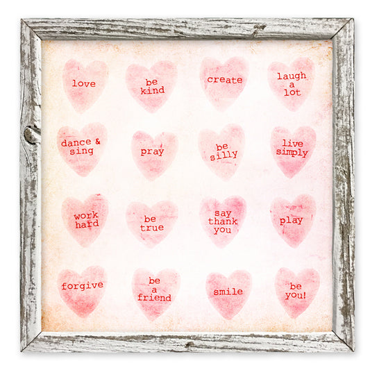 Pink Candy Hearts Shelf Art