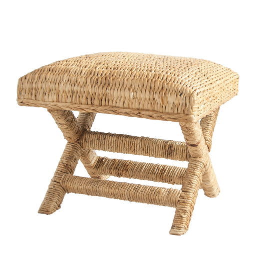 Woven Hyacinth Wood Stool