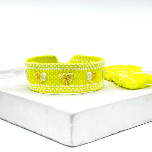 Yellow Hearts Woven Bracelet